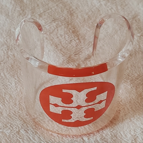 NWT TORY BURCH- Acrylic clear Cuff-bracelet-Logo accent -Like  New - Picture 4 of 5